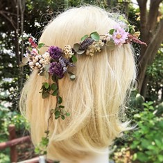 結婚式や成人式、イベントのヘアパーツ、髪飾り|ドライの花かんむり、ボタニカル