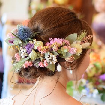 結婚式や成人式、イベントのヘアパーツ、髪飾り|生花ドライヘアパーツ