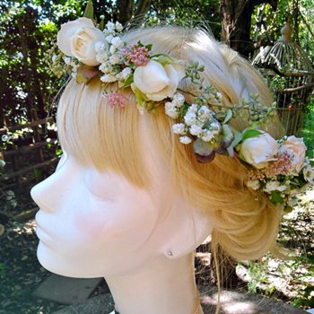 幕張・千葉みなと・浦安で持ち込みおしゃれなヘアパーツ、髪飾り生花の花かんむり